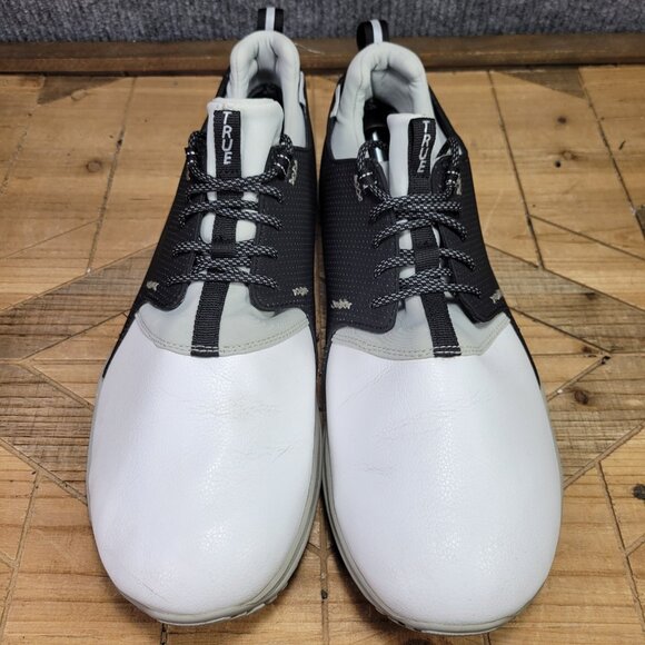 True Linkswear Original 1.2 Mens 15 Golf Shoes White Black Gray Athletic Leather - Picture 3 of 13